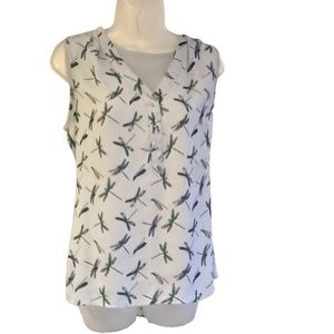 Express Woman’s Sleeveless Blouse w/Dragon Fly Print Sz. S Express